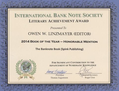 IBNS 2014 Book of the Year - Honorable Mention certificate